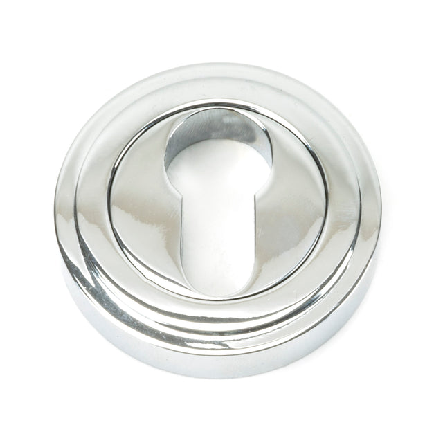 From The Anvil - Polished Chrome Round Euro Escutcheon (Art Deco) | Sku. 45712 | Trade Door Handles.