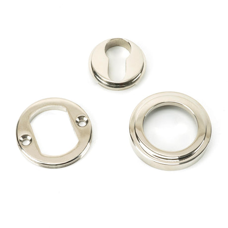 From The Anvil - Polished Nickel Round Euro Escutcheon (Art Deco) | Sku. 45716 | Trade Door Handles.