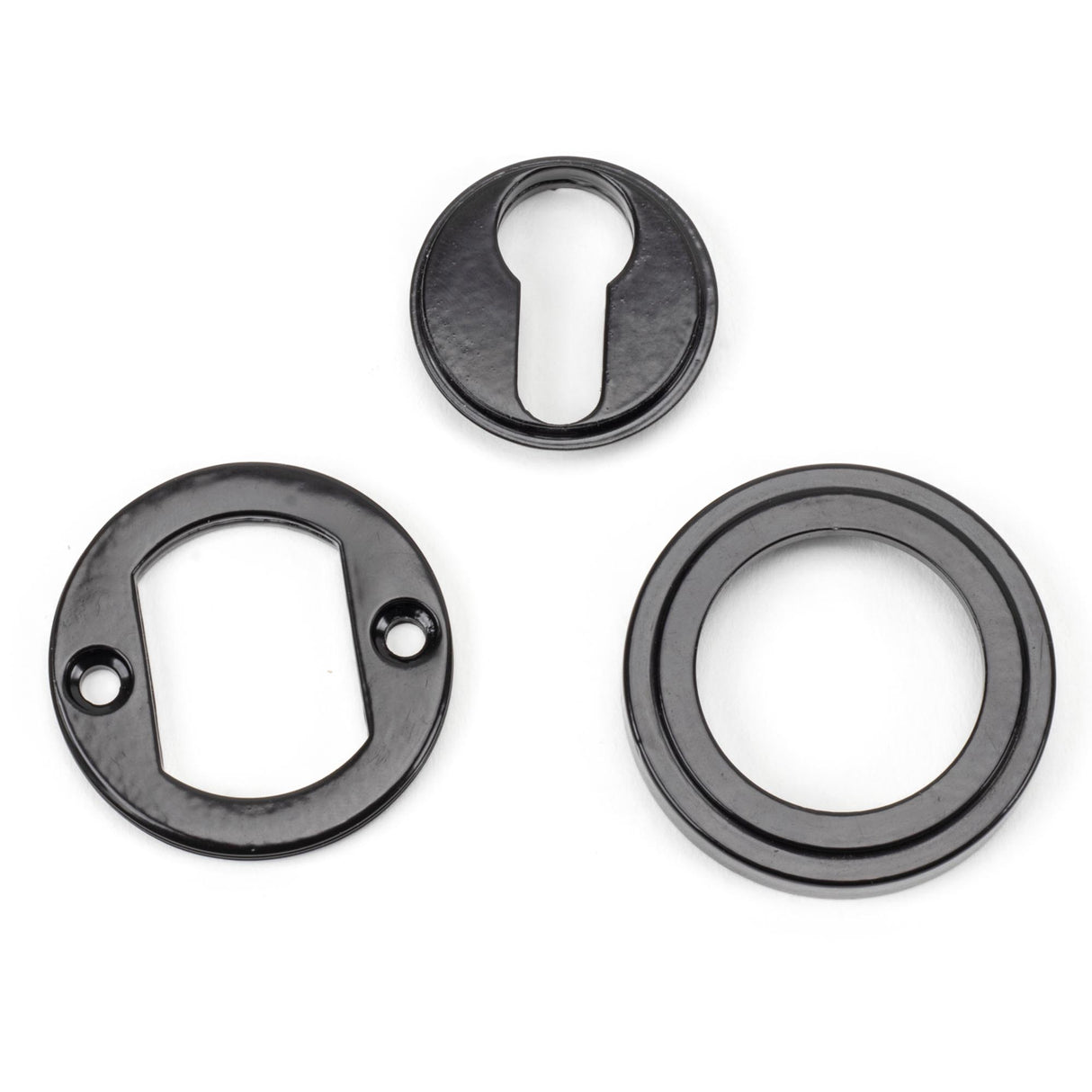 From The Anvil - Black Round Euro Escutcheon (Art Deco) | Sku. 45720 | Trade Door Handles.