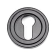 From The Anvil - Black Round Euro Escutcheon (Art Deco) | Sku. 45720 | Trade Door Handles.