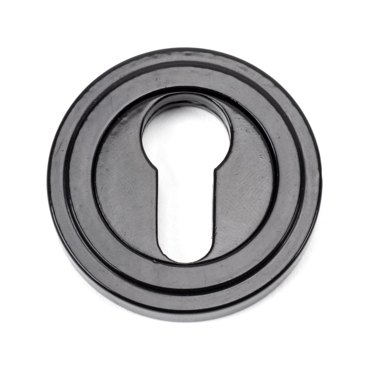 From The Anvil - Black Round Euro Escutcheon (Art Deco) | Sku. 45720 | Trade Door Handles.