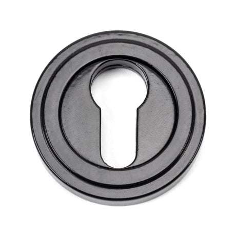 From The Anvil - Black Round Euro Escutcheon (Art Deco) | Sku. 45720 | Trade Door Handles.