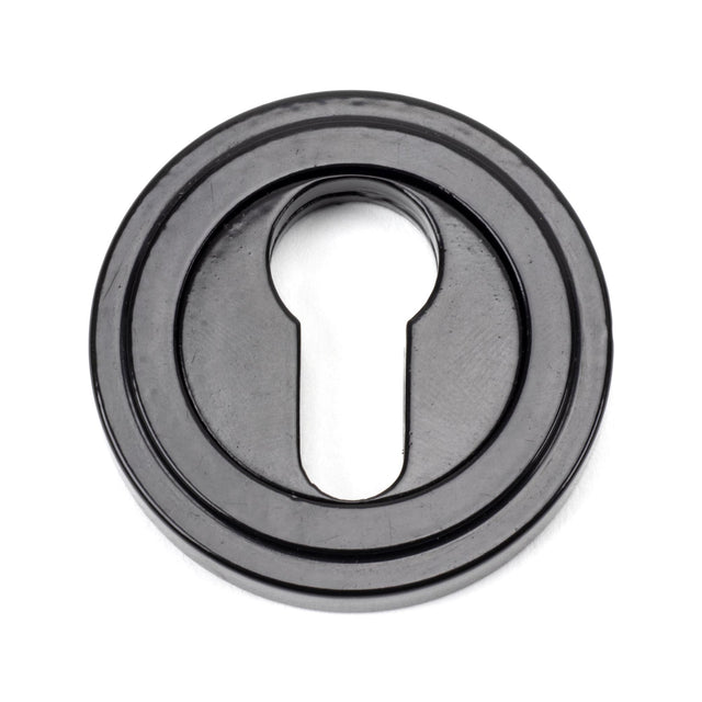 From The Anvil - Black Round Euro Escutcheon (Art Deco) | Sku. 45720 | Trade Door Handles.