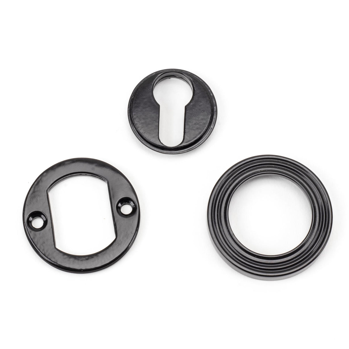 From The Anvil - Black Round Euro Escutcheon (Beehive) | Sku. 45721 | Trade Door Handles.