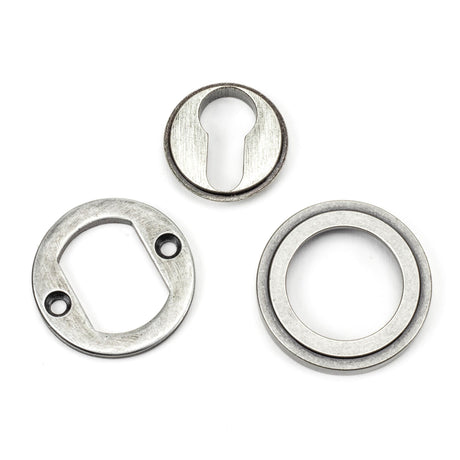 From The Anvil - Pewter Round Euro Escutcheon (Art Deco) | Sku. 45728 | Trade Door Handles.