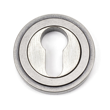 From The Anvil - Pewter Round Euro Escutcheon (Art Deco) | Sku. 45728 | Trade Door Handles.