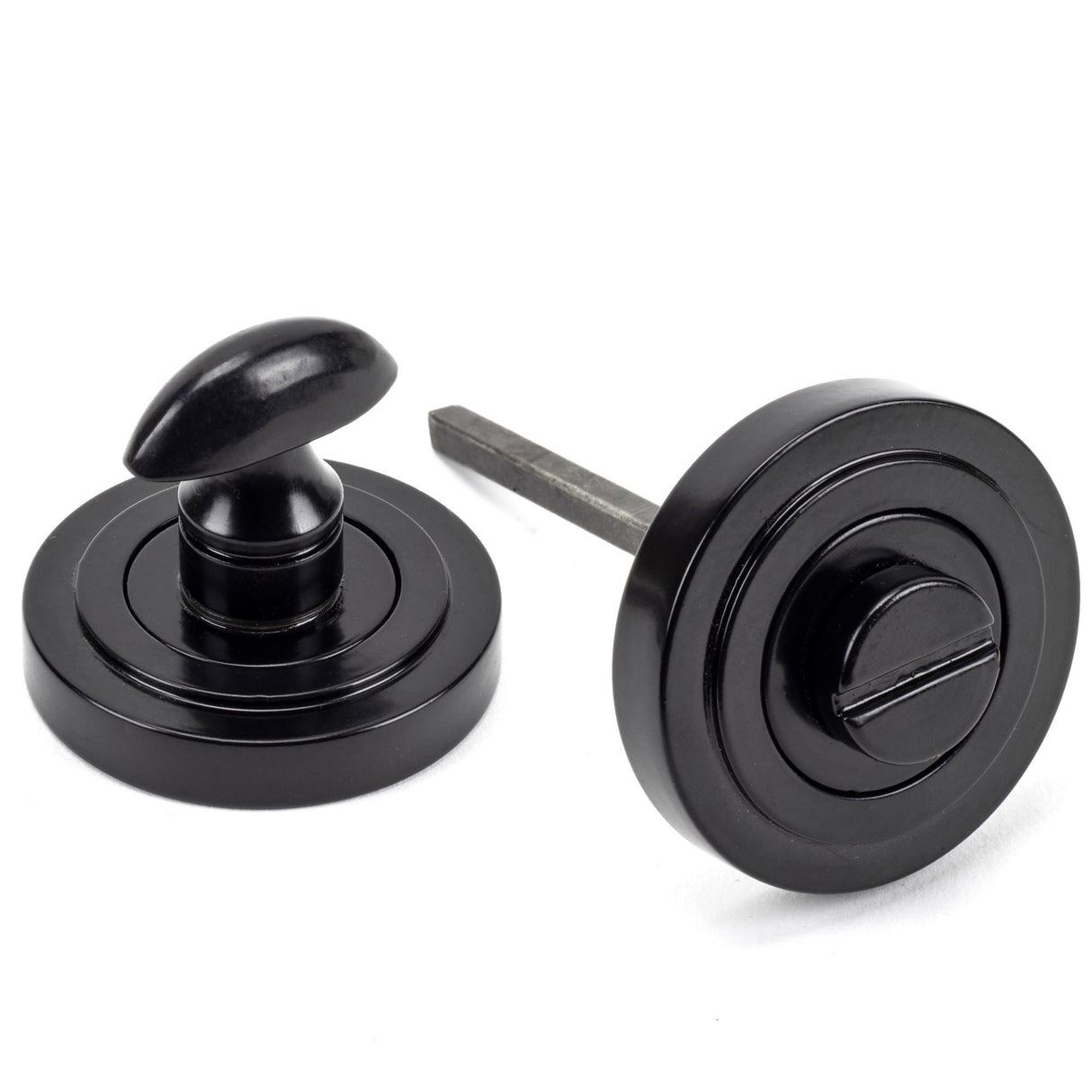 From The Anvil - Black Round Thumbturn Set (Art Deco) | Sku. 45744 | Trade Door Handles.
