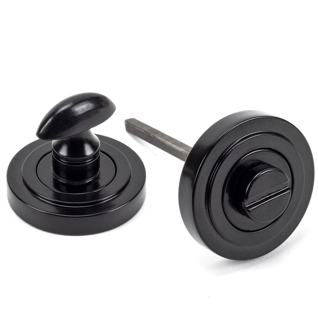 From The Anvil - Black Round Thumbturn Set (Art Deco) | Sku. 45744 | Trade Door Handles.