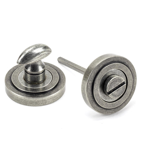 From The Anvil - Pewter Round Thumbturn Set (Art Deco) | Sku. 45752 | Trade Door Handles.
