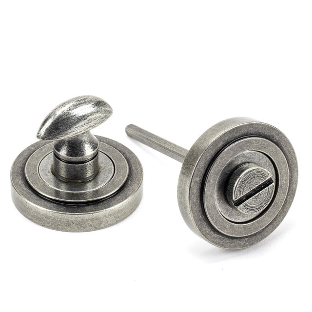 From The Anvil - Pewter Round Thumbturn Set (Art Deco) | Sku. 45752 | Trade Door Handles.