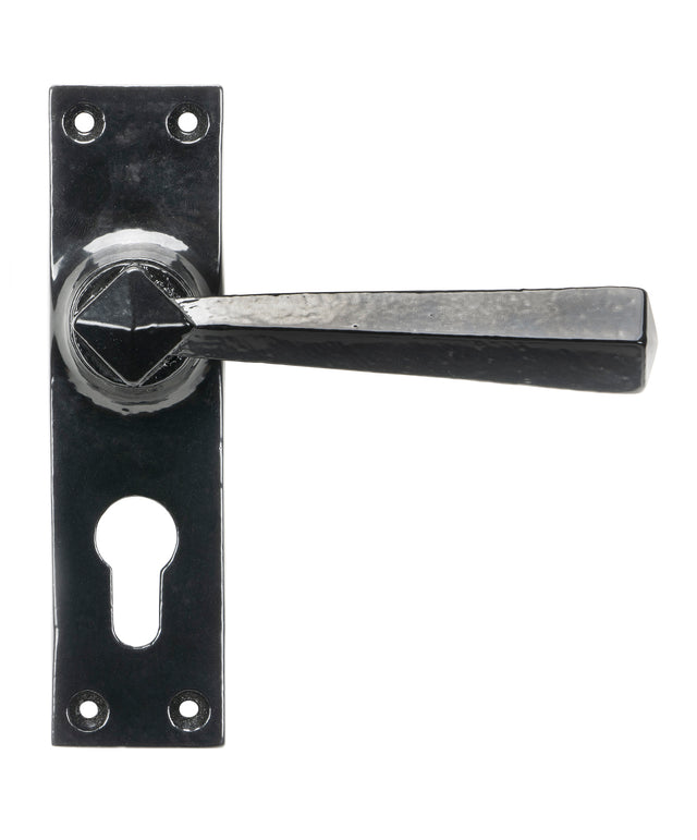 From The Anvil - Black Straight Lever Euro Lock Set | Sku. 45759 | Trade Door Handles.