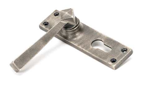 From The Anvil - Antique Pewter Straight Lever Euro Lock Set | Sku. 45760 | Trade Door Handles.