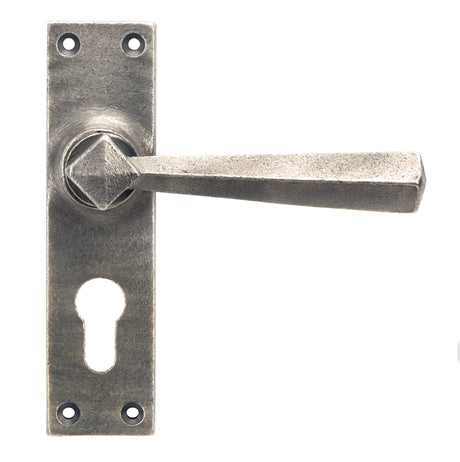 From The Anvil - Antique Pewter Straight Lever Euro Lock Set | Sku. 45760 | Trade Door Handles.