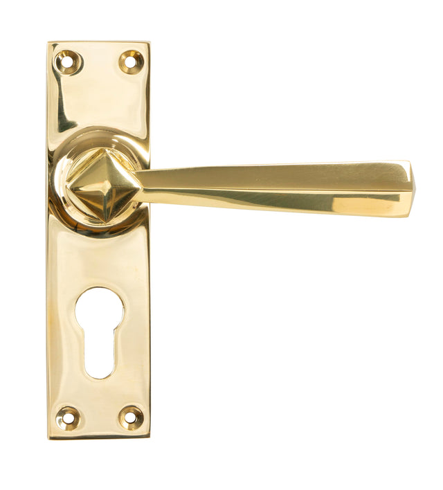 From The Anvil - Polished Brass Straight Lever Euro Lock Set | Sku. 45761 | Trade Door Handles.