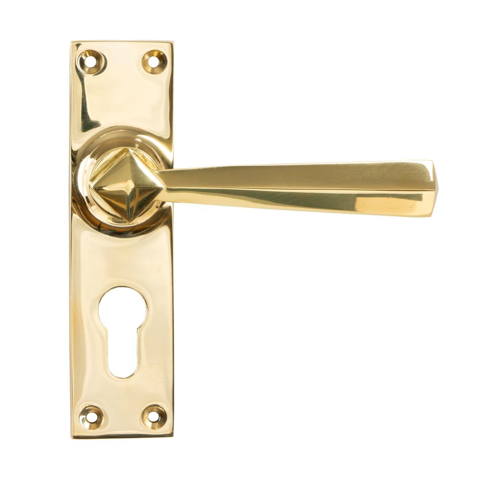 From The Anvil - Polished Brass Straight Lever Euro Lock Set | Sku. 45761 | Trade Door Handles.