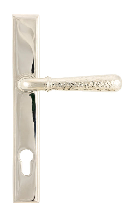 From The Anvil - Polished Nickel Hammered Newbury Slimline Espag. Lock Set | Sku. 45771 | Trade Door Handles.