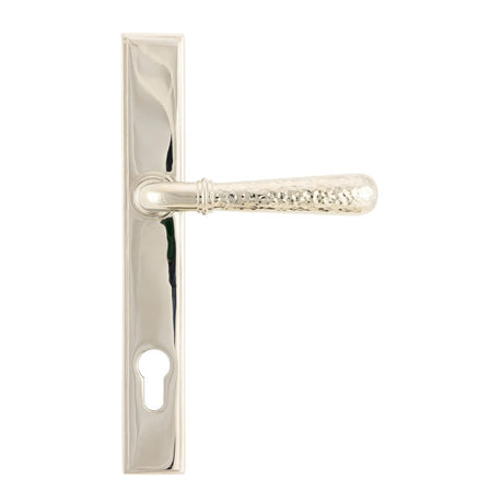 From The Anvil - Polished Nickel Hammered Newbury Slimline Espag. Lock Set | Sku. 45771 | Trade Door Handles.