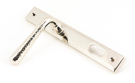 From The Anvil - Polished Nickel Hammered Newbury Slimline Espag. Lock Set | Sku. 45771 | Trade Door Handles.