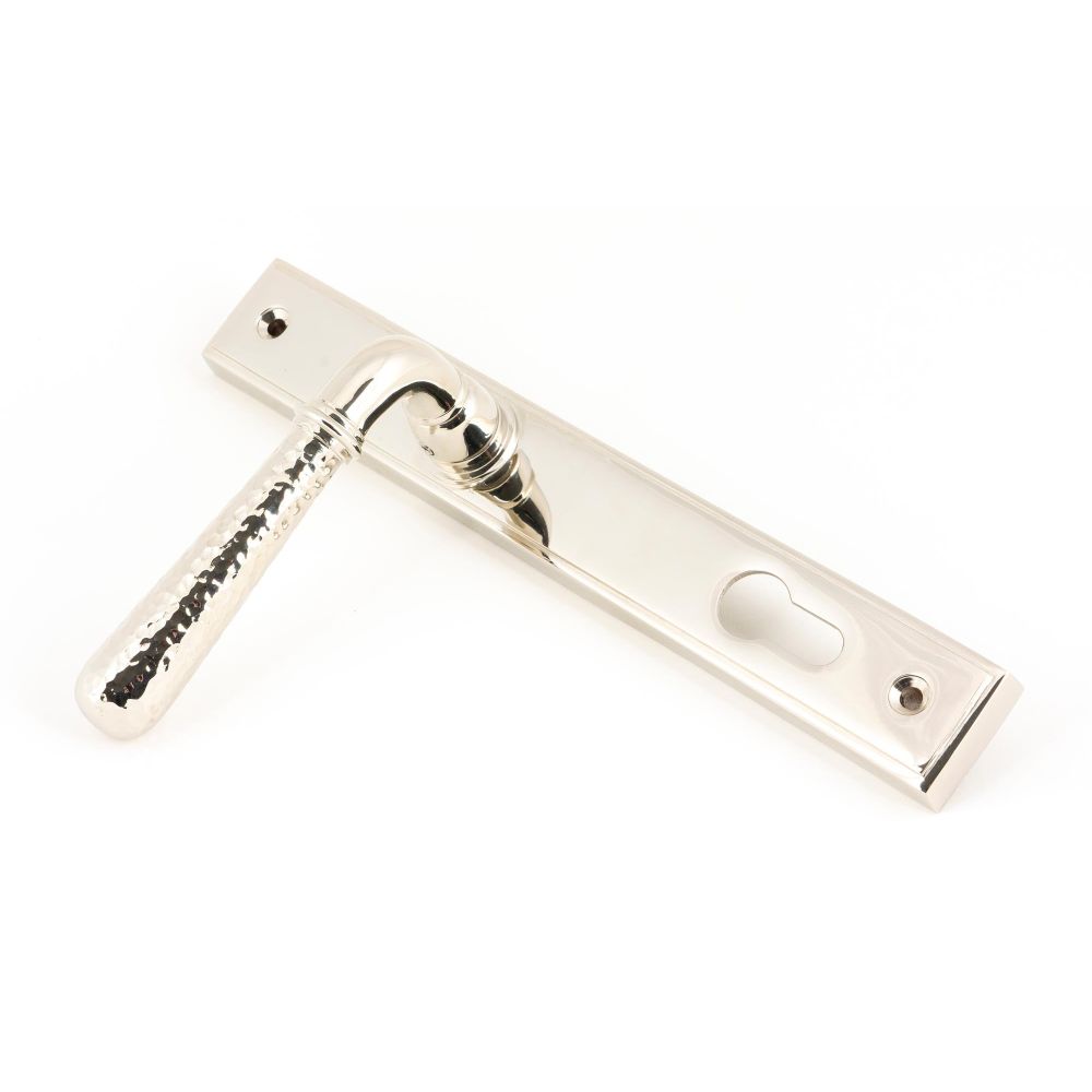 From The Anvil - Polished Nickel Hammered Newbury Slimline Espag. Lock Set | Sku. 45771 | Trade Door Handles.