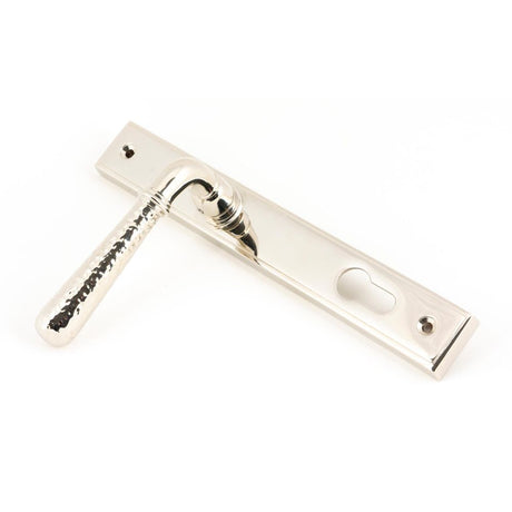 From The Anvil - Polished Nickel Hammered Newbury Slimline Espag. Lock Set | Sku. 45771 | Trade Door Handles.