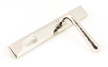 From The Anvil - Polished Nickel Hammered Newbury Slimline Espag. Lock Set | Sku. 45771 | Trade Door Handles.