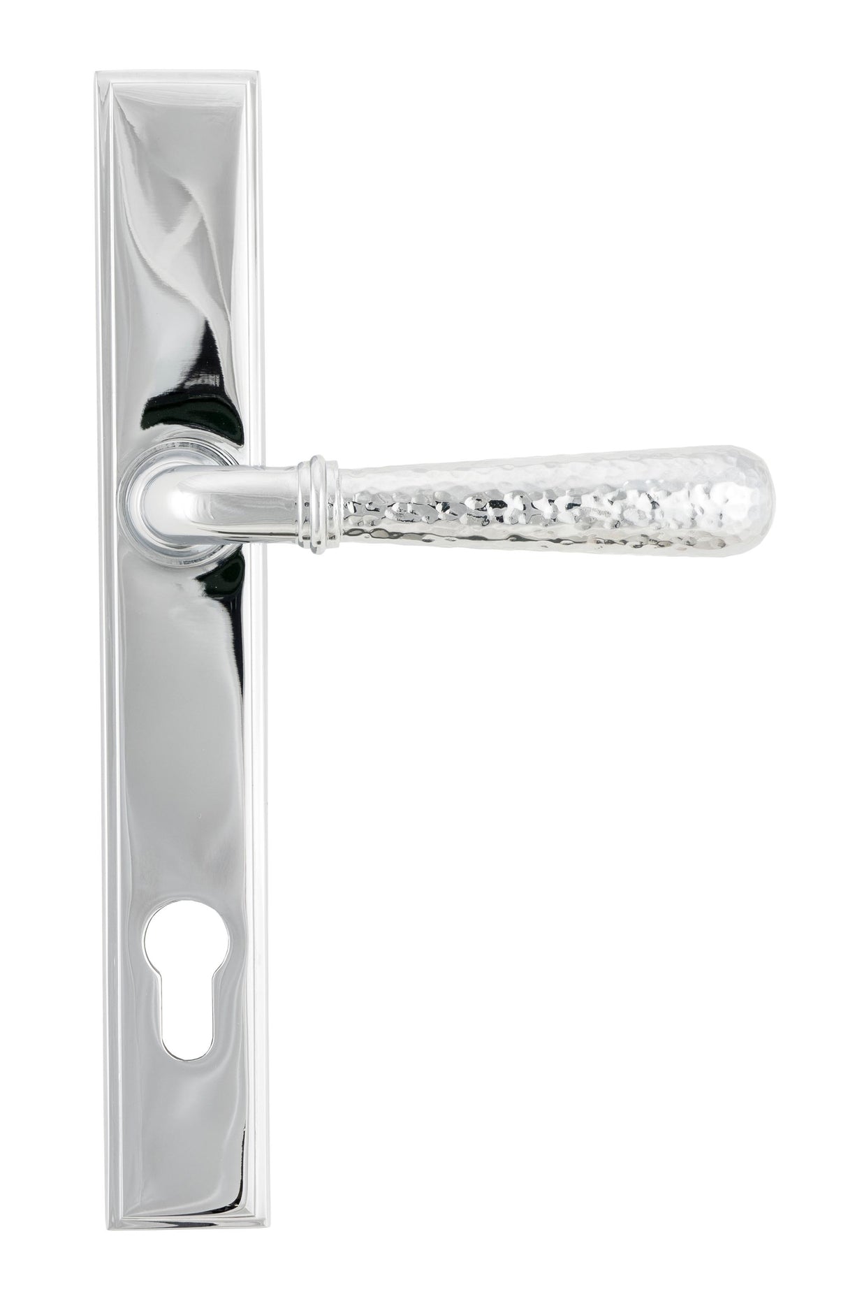 From The Anvil - Polished Chrome Hammered Newbury Slimline Espag. Lock Set | Sku. 45772 | Trade Door Handles.