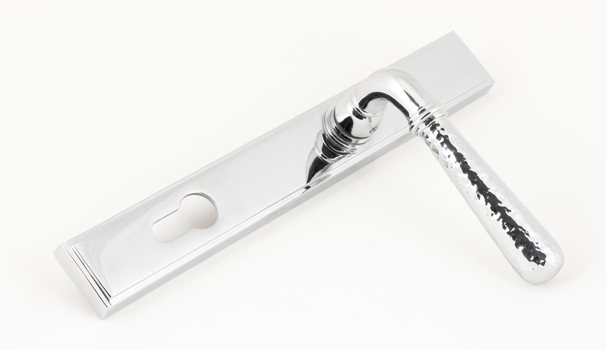 From The Anvil - Polished Chrome Hammered Newbury Slimline Espag. Lock Set | Sku. 45772 | Trade Door Handles.