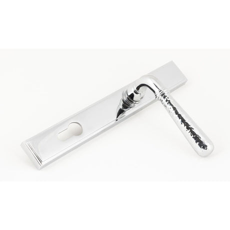 From The Anvil - Polished Chrome Hammered Newbury Slimline Espag. Lock Set | Sku. 45772 | Trade Door Handles.