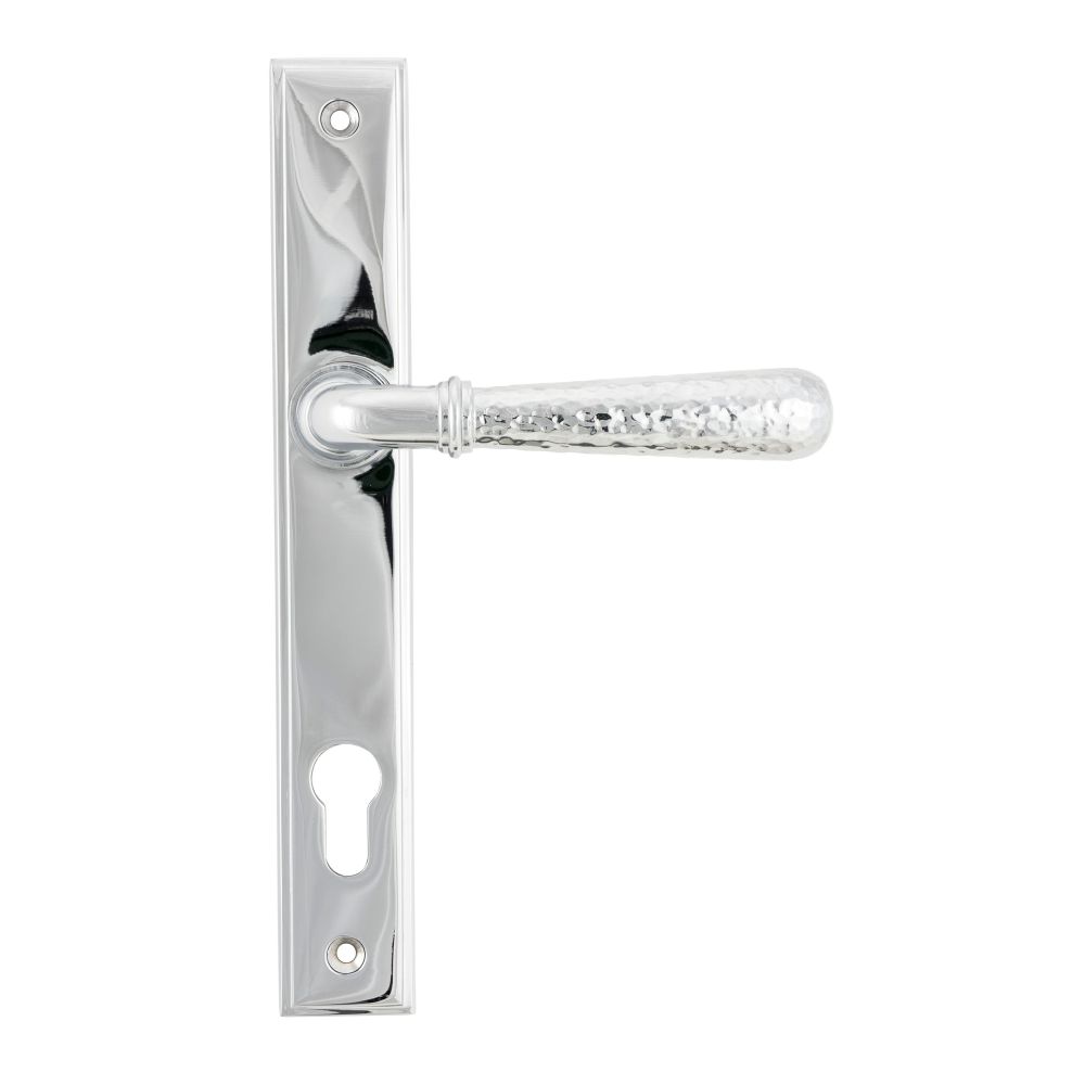 From The Anvil - Polished Chrome Hammered Newbury Slimline Espag. Lock Set | Sku. 45772 | Trade Door Handles.