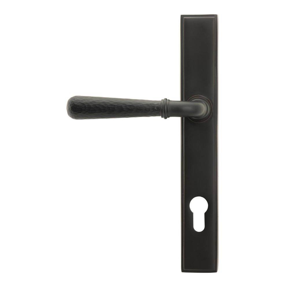 From The Anvil - Aged Bronze Hammered Newbury Slimline Espag. Lock Set | Sku. 45773 | Trade Door Handles.