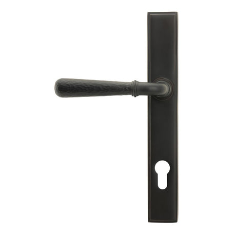 From The Anvil - Aged Bronze Hammered Newbury Slimline Espag. Lock Set | Sku. 45773 | Trade Door Handles.