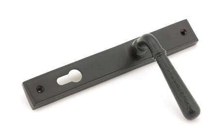 From The Anvil - Aged Bronze Hammered Newbury Slimline Espag. Lock Set | Sku. 45773 | Trade Door Handles.