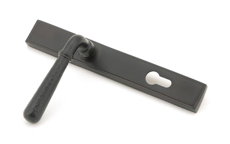 From The Anvil - Aged Bronze Hammered Newbury Slimline Espag. Lock Set | Sku. 45773 | Trade Door Handles.
