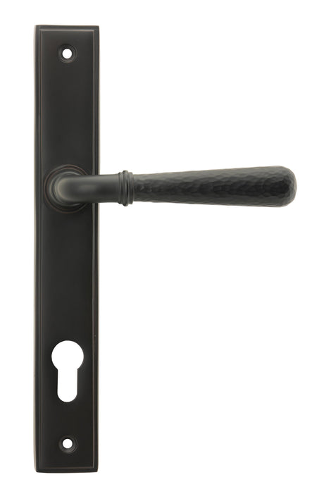 From The Anvil - Aged Bronze Hammered Newbury Slimline Espag. Lock Set | Sku. 45773 | Trade Door Handles.