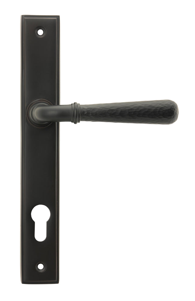 From The Anvil - Aged Bronze Hammered Newbury Slimline Espag. Lock Set | Sku. 45773 | Trade Door Handles.