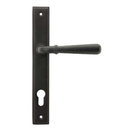 From The Anvil - Aged Bronze Hammered Newbury Slimline Espag. Lock Set | Sku. 45773 | Trade Door Handles.