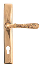 From The Anvil - Polished Bronze Hammered Newbury Slimline Espag. Lock Set | Sku. 45774 | Trade Door Handles.
