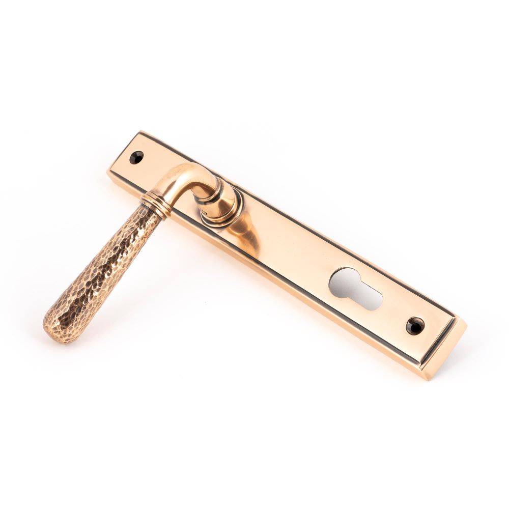 From The Anvil - Polished Bronze Hammered Newbury Slimline Espag. Lock Set | Sku. 45774 | Trade Door Handles.