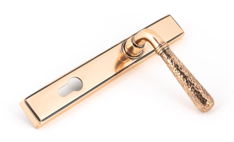 From The Anvil - Polished Bronze Hammered Newbury Slimline Espag. Lock Set | Sku. 45774 | Trade Door Handles.