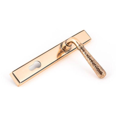 From The Anvil - Polished Bronze Hammered Newbury Slimline Espag. Lock Set | Sku. 45774 | Trade Door Handles.