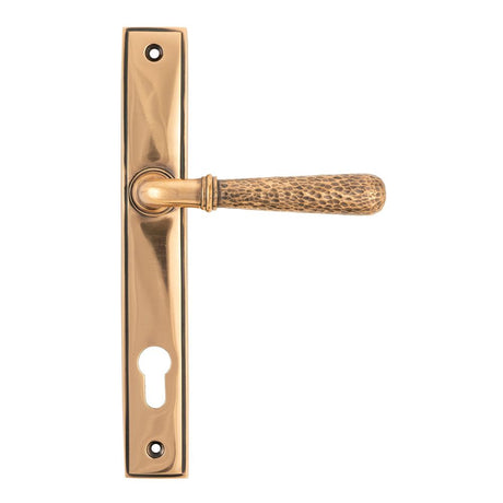 From The Anvil - Polished Bronze Hammered Newbury Slimline Espag. Lock Set | Sku. 45774 | Trade Door Handles.