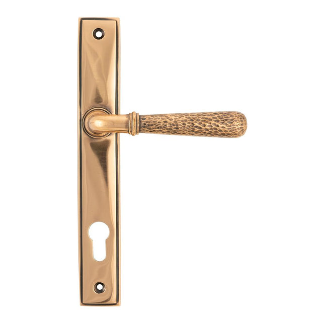 From The Anvil - Polished Bronze Hammered Newbury Slimline Espag. Lock Set | Sku. 45774 | Trade Door Handles.