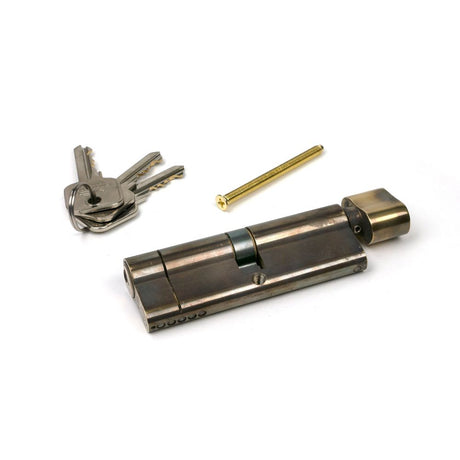 From The Anvil - Aged Brass 45/45 5pin Euro Cylinder/Thumbturn | Sku. 45863 | Trade Door Handles.