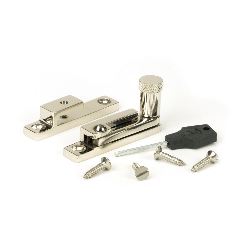From The Anvil - Polished Nickel Brompton Quadrant Fastener - Narrow | Sku. 45983 | Trade Door Handles.