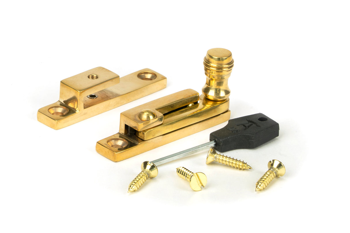 From The Anvil - Polished Brass Prestbury Quadrant Fastener - Narrow | Sku. 45987 | Trade Door Handles.