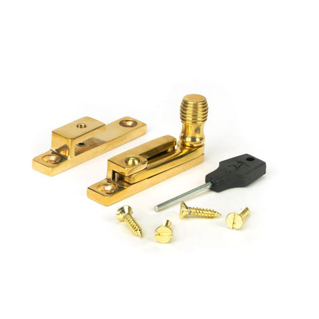 From The Anvil - Polished Brass Beehive Quadrant Fastener - Narrow | Sku. 45992 | Trade Door Handles.