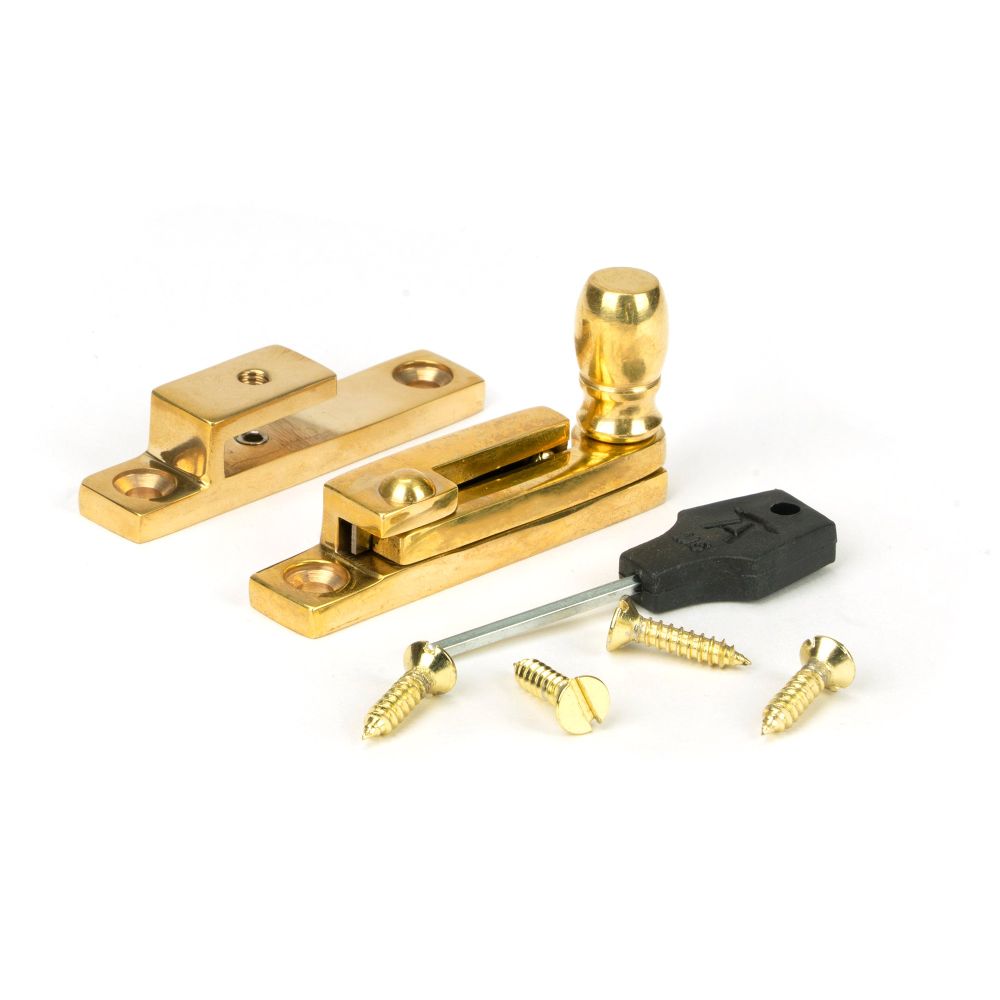 From The Anvil - Polished Brass Mushroom Quadrant Fastener - Narrow | Sku. 45997 | Trade Door Handles.
