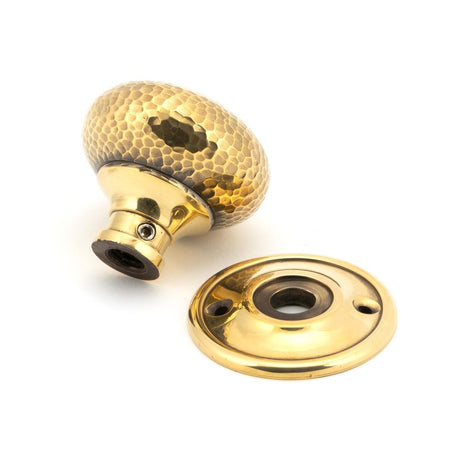 From The Anvil - Aged Brass Hammered Mushroom Mortice/Rim Knob Set | Sku. 46031 | Trade Door Handles.