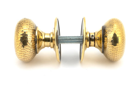 From The Anvil - Aged Brass Hammered Mushroom Mortice/Rim Knob Set | Sku. 46031 | Trade Door Handles.