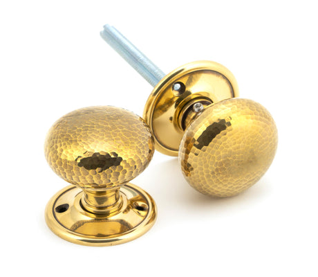 From The Anvil - Aged Brass Hammered Mushroom Mortice/Rim Knob Set | Sku. 46031 | Trade Door Handles.